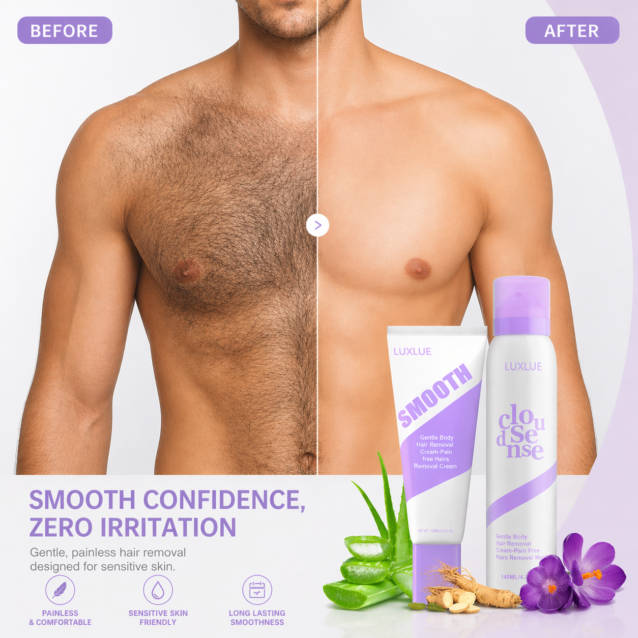 Bikini Pain-Free Hair Removal Cream for Sensitive Skin