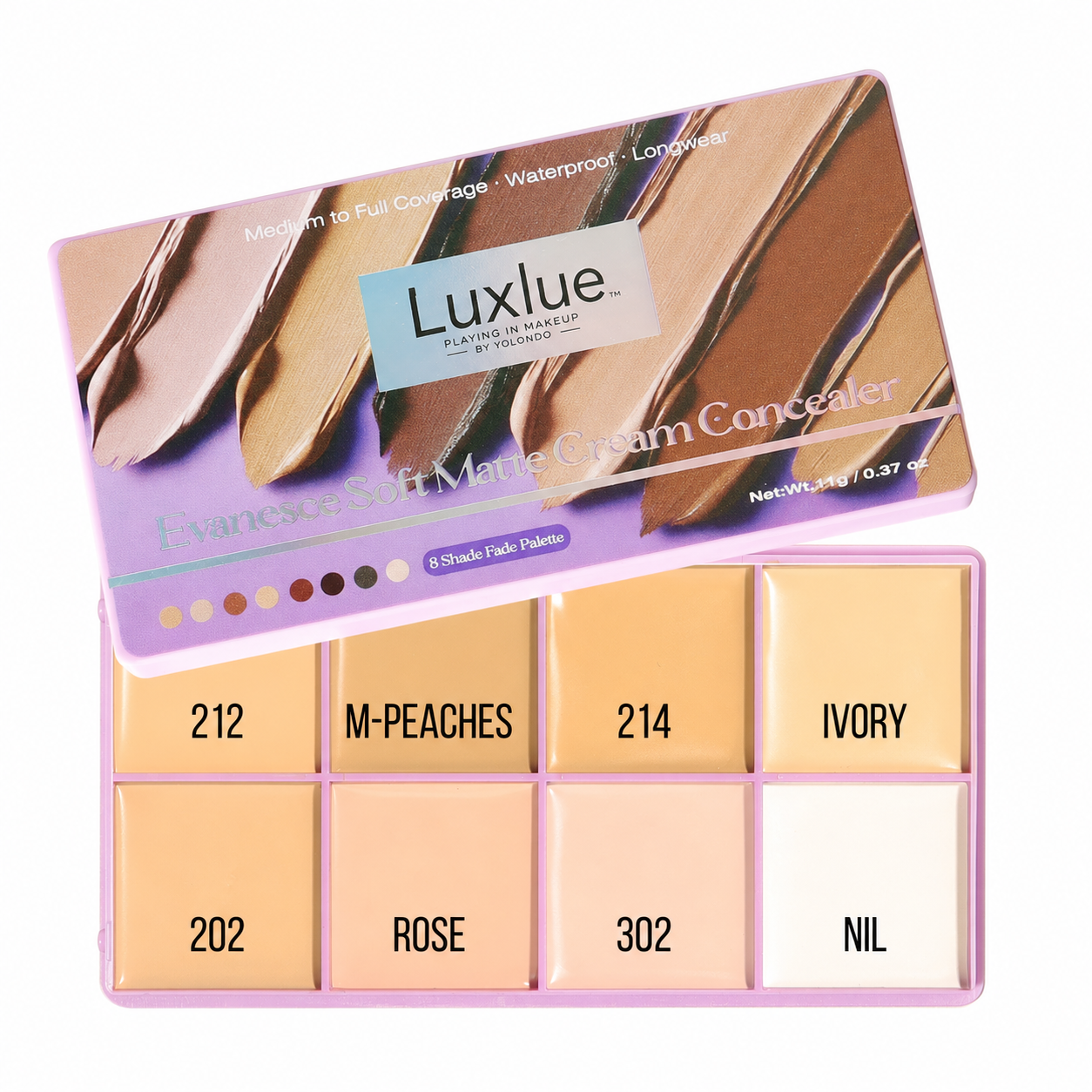 Luxlue Soft Matte Cream Concealer 8-Shade Fade Palette