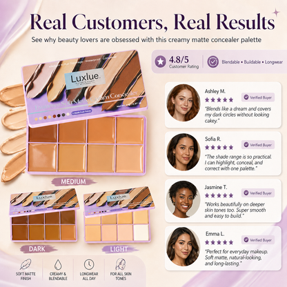 Luxlue Soft Matte Cream Concealer 8-Shade Fade Palette