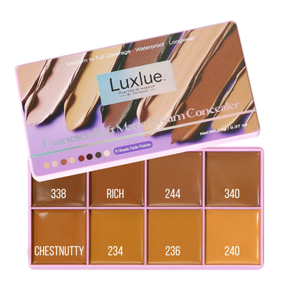Luxlue Soft Matte Cream Concealer 8-Shade Fade Palette