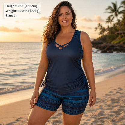 ⏰LAST DAY 60% OFF - Luxlue Women's Tummy Control Tankini Set with Built-In Bra – Flattering Boho Swimwear with Shorts🔥 Buy 2 Free Shipping