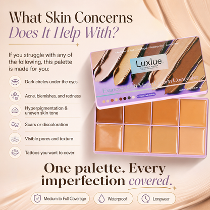 Luxlue Soft Matte Cream Concealer 8-Shade Fade Palette
